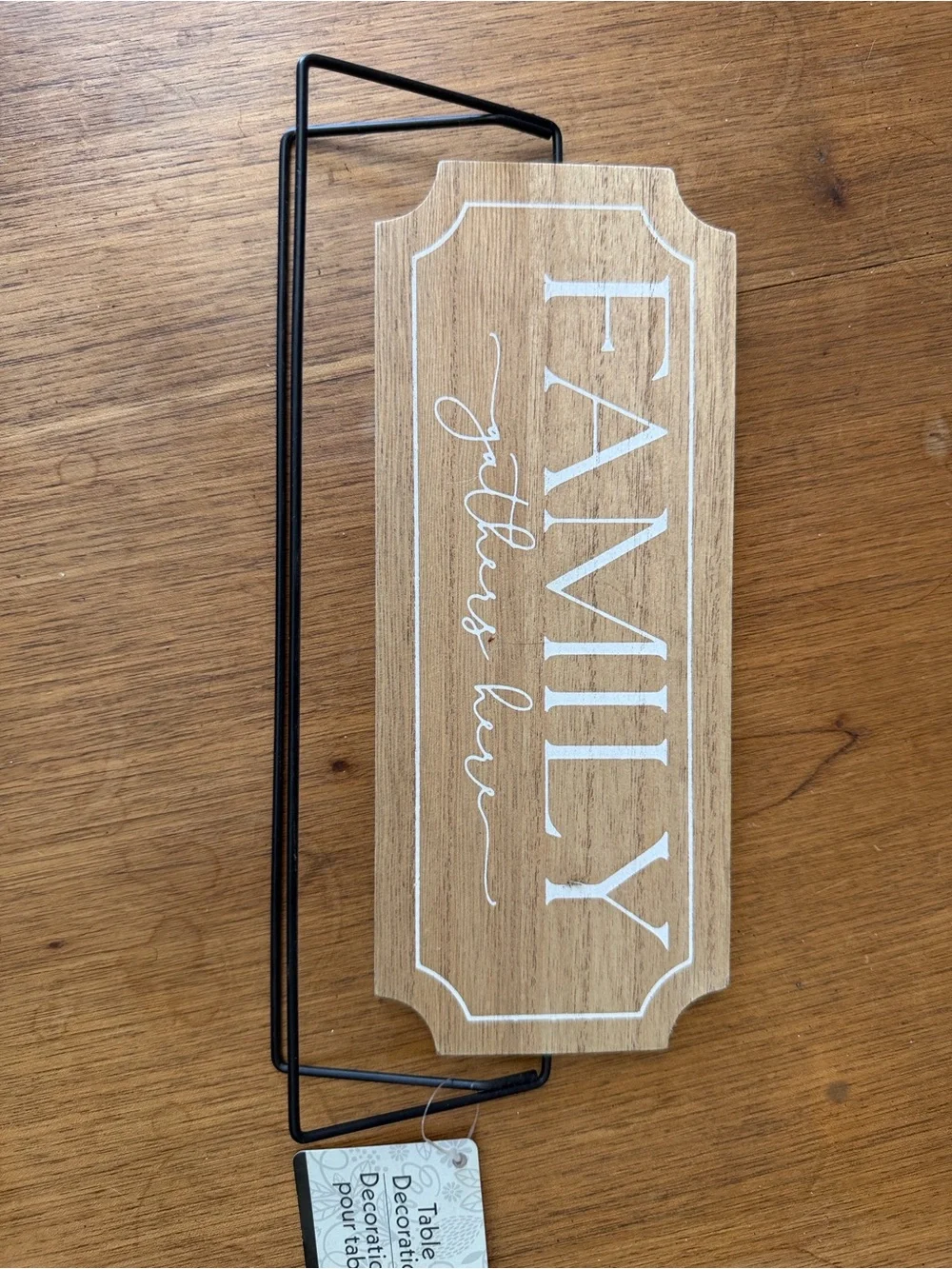 White and Black 'Welcome to Our Home' & tan family gathers here reversible sign
